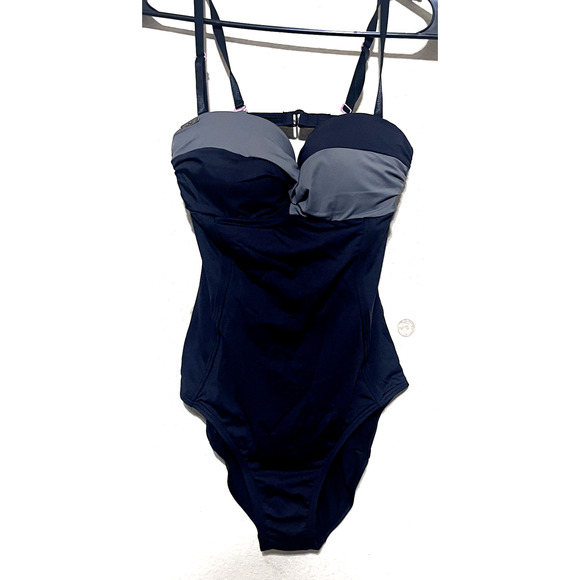 LOLE One Piece Bathing Suit Swimsuit black grey womens sz S built in bra - Picture 1 of 9